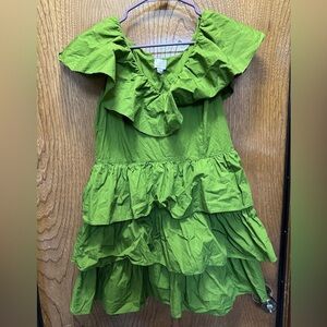 Women’s L A New Day Target Green Tiered Ruffled Mini Sleeveless V Neck Dress